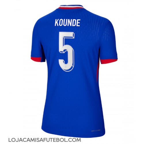 Camisa de Futebol França Jules Kounde #5 Equipamento Principal Mulheres Europeu 2024 Manga Curta